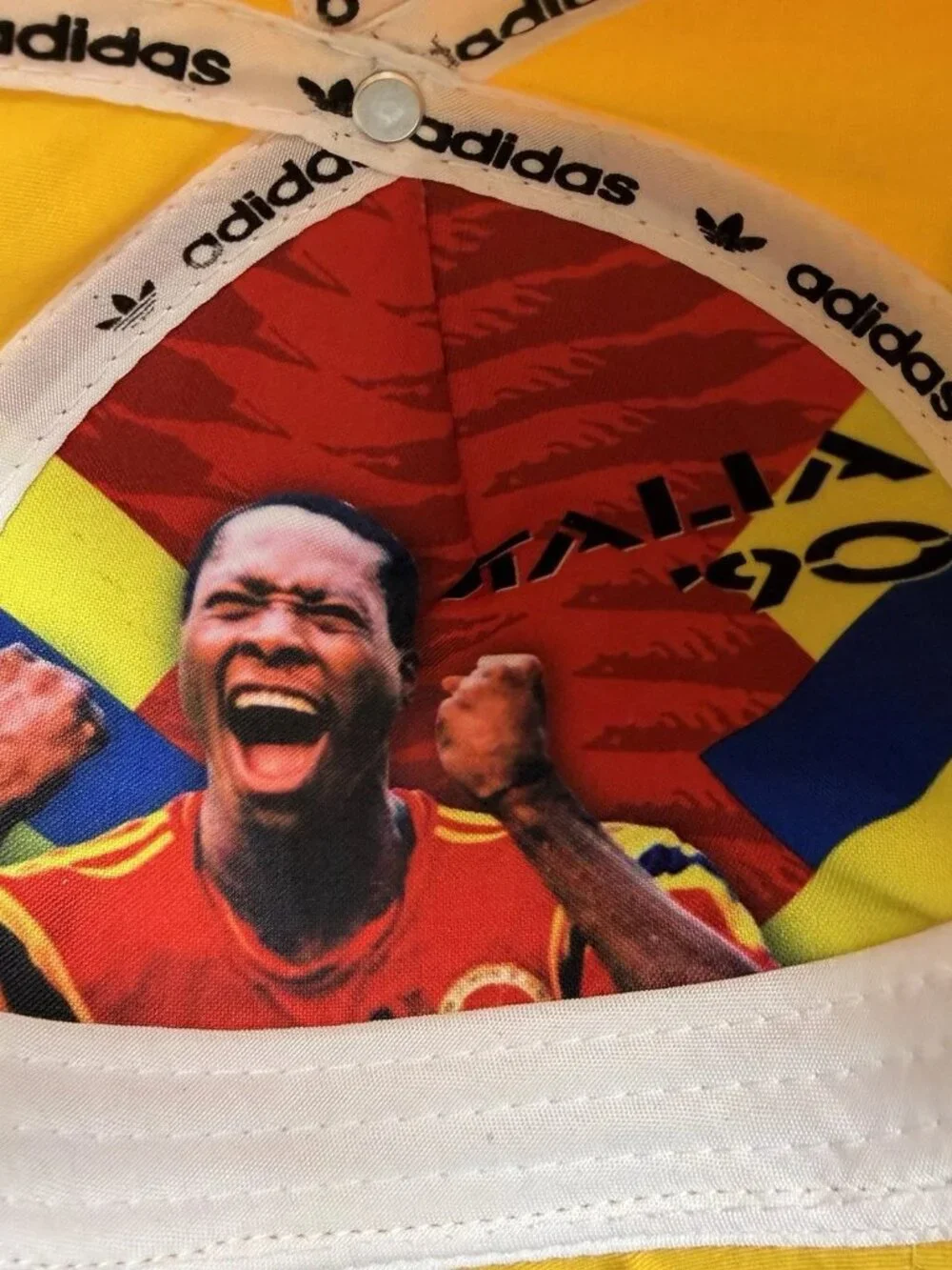 NWT Adidas La Tricolor Colombia Soccer Freddy Rincon Yellow Snap Back Hat Cap